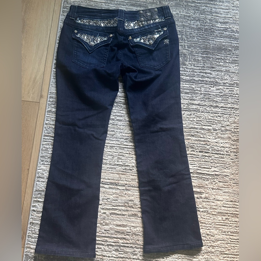Women’s Miss Me Dark Wash Bootcut Denim with Sequin Detail - Picture 2 of 7